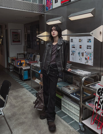 Ale Vintage Washed Crop Rider Jacket